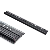 30CM Raised Grip Aluminium Ruler Cutting Ruler Metal Craft Safety Rulers Multifunctional Protective Rulers for Length Measurement(Black)