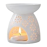 Ceramic Wax Melt Essential Oil Burner, Star Pattern, White, 9.8 x 9.8 x 11.5 cm (9.8 X 9.8 X 11.5 Centimeters, 1, Piece)