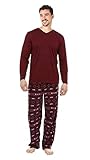 i-Smalls Mens Winter Pyjama with Jersey Top & Fleece Trousers (4XL) Red
