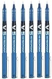Pilot BX V5 Hi-Tecpoint Rollerball Pen - Extra Fine 0.5mm Tip 0.3mm Line - Blue (Pack of 6)