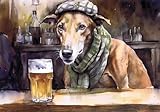 Lurcher or Whippet Sighthound Watercolour Art Print Elegant and Whimsical Pub Artwork - 230gsm Matte Paper, Hand-Signed Giclee Print, Available in Multiple Sizes…