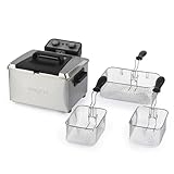 Salter Deep Fat Fryer –Includes Large & Small Cooking Baskets For Crispy Fried Chicken, Chips, Onion Rings, 5L Oil Capacity, Easy Viewing Window, Adjustable Temperature Control To 190°C, 3000W, EK6266