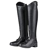 Saxon Syntovia Field Long Riding Boots UK 7 Short Wide Black