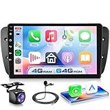[4G+64G]Car Radio Stereo for Seat Ibiza 2009-2013 Android with Wireless CarPlay Android Auto,9" IPS Touchscreen Bluetooth5.0,GPS,WiFi,SWC,59UI,32EQ AI DSP+HD Backup Camera for Seat Ibiza Radio