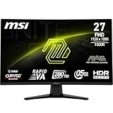 MSI MAG 274CXF 27 Inch FHD Curved Gaming Monitor - 1500R 1920 x 1080 Rapid VA Panel, 280 Hz / 0.5ms (GtG, Min.), Adaptive Sync - DP 1.2a, HDMI 2.0b CEC