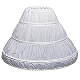 Rmeet Girls Petticoat,Half Slip Petticoat 3 Hoops Lace Trim Flower Underskirt Elastic Waist Drawstring Girl Petticoat Crinoline White Poloster 55CM