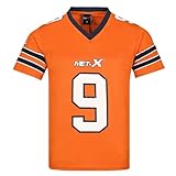 Mens Oversized T-Shirt American Football Style Top Jersey 100% Polyester Team Shirt (Orange, 3XL)