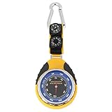4 in 1 Mini Compass Altimeter Barometer Thermometer, Survival Compass Barometric Pressure Gauge Battery-Free Pointer Altimeter Watch Hiking Thermometer for Outdoor Travel Climbing Camping