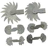 KATSU Radius Gauge Set R0.3-1.5 / R1-6.5 / R7-14.5 / R15-25 / R25-50 / R52-100 Pack of 6 Metal Radius Fillet Gauges Portable Concave Convex Measuring Tool Engineers 40110803