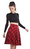 Crazy Girls Womens Midi Skater Skirt, Tartan Red, 2XL (UK 20-22)