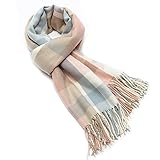 Chalier Fashion Winter Warm Scarf for Women UK Cashmere Tartan Scarves Blanket Pashmina Shawl Wraps Ladies Plaid Christmas Scarves Secret Ladies Gifts for Her Scarf Gifts for Women