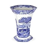 Blue Italian Hexagona Vase, Blue/White