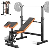 Multi-Function 6 in 1 Weight Bench - Adjustable Leg Press, Preacher Curl Rack, Seat & Pedal for Full Body Workout Exercise Incline Decline Flat Utility Bench Press for Home Gym