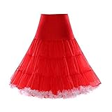 Boolavard 50's Petticoat Underskirt Retro Vintage Swing 1950's Rockabilly White, Black 14 Colours (S-M, Red With White Frill)