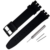 Rihahisy Silicone Rubber Watch Strap/Watch Band Replacement for Swatch (17mm, Black)