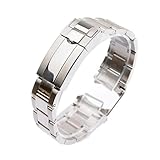 LUGEMA Watch Bracelet Compatible With Rolex DAYTONA GMT Submariner Watch Accessories Metal Strap Stainless Steel Pull Clasp Watch Band Chain 20mm (Color : Bright silver, Size : 20mm With Logo)
