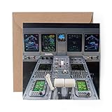 1 x Greeting Card Airplane Cockpit Aircraft Pilot - Blank Birthday Celebration Anniversary #15658