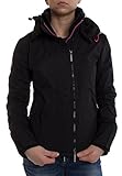 SUPERDRY Women's POP Zip Hooded Arctic WINDCHEA Jacket, Black (Black/Lurex Punk PinkTQY), XS