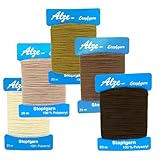 Trimz Darning Wool, Acrylic, Assorted (Cream, Ecru, Khaki, Brown, Dark Brown), 5 x 20m