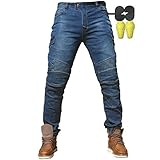 CBBI-WCCI Mens Motorcycle Jeans Motorbike Pants for Men Biker Pants Protective Motorcycle Trousers with 4X Protect Pads (Blue, XXL= 36W / 32L)
