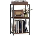 Record Players Stand, 3 Tier End Table with Vinyls Record Storage, Records Player Table with Storage, Turntable Stand for Vinyl Player, Vinyl Records Holder for Living Room, Bedroom