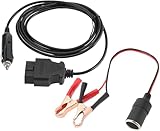 OBDII Power Supply Cable, 12V Lightweight OBD II Vehicle ECU Emergency Power Supply Cable Memory Saver with Clip for Car Power Extension Socket