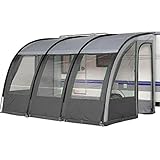 Leisurewize - Caravan Ontario Porch Awning 390 Charcoal Grey, Waterproof - 390 x 240 cm - Polyester Roll up Shelter (LWPP2C)