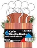 100% Natural Cedarwood Blocks for Wardrobe & Drawer – Chemical-Free Clothes Moth Repellent & Freshener, Pack of 6 Hanging Blocks – Wardrobe Storage Protection