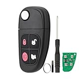 433MHz 4 Buttons Remote Car Key Fob For Jaguar X Type S Type XJ XJR FCC ID NHVWB1U241 with 60 Chip Screwdriver Key Ring For Jaguar X Type Key Fob