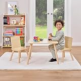 Liberty House Toys Kids Pinewood Table and 2 Chairs Set, Kids Wooden Table and Chairs, Children’s Playroom, Kids Furniture, Natural, Children's Table and Chairs, H440 x W600 x D600mm, TF6163