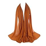 ZAR FASHIONS 175X80 Maxi *Chiffon* Premium Quality Plain Scarf Hijab Sarong Showl Large Silk (Mustard)