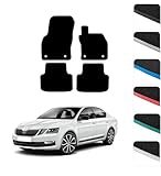 GCM - Car Floor Mats for Skoda Octavia Estate & Hatchback 2020 to Present Full Floor Protection - Anti Slip & Fit Car Mat with Clips Easy to Clean Car Carpet for All-Weather- Black Edging, Carpet