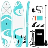 SUDOO Inflatable Stand Up Paddle Board 10'x30"x6"/300x76x15cm Stand Up Paddle Board Ultra-Light Included Inflatable SUP Board, Adj Paddle, Pump, Backpack, Leash, 3 Fins, Non-Slip Deckpad, Repair Kit