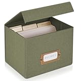 ZICOTO Beautiful Linen Recipe Box - Fits 4x6 inch Recipe Cards to Organize Up to 250 Recipes - Sturdy Card Holder and Great Gift for Any Kitchen - Cards Not Incl.