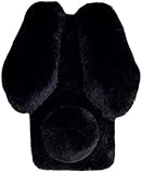 BLOTECH Cute Fluffy Fur Plush Case for Nokia C3 - Bunny Furry Protective Phone Cover - Soft Warm Case for Women & Girls, Black