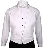 Omega Tux White Cotton Pique Tuxedo Openback Vest, with Pique BowTie, Fit all S-XL (37-50)