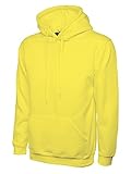 Mens Classic Plain Pullover Hooded Sweatshirt Hoodie Sweater (22 Colours) Yellow
