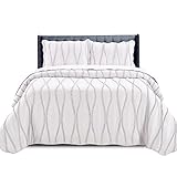 New Quilted Bedspread Throw Embossed Pattern Frilled Bedspreads with Matching Pillow Cases - Luxury Bedspread Bed Throw Coverlets Bedding Set (White, King)