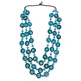 Amosfun Bead Necklace for Women 3-Layered Bohemia Pendant Vintage Necklace with Coconut Shell Charms for Women Girls - Blue