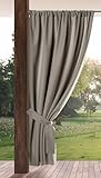 Eurofirany GARDEN Outdoor Curtain with Rod Pocket - 1 pc. Sun Protection, Privacy Screen, Windproof, Waterproof Curtain for Patio, Gazebo, Pergola, Porch, W61" x L79", Cappuccino