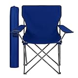 ZOPPER Camping Chair - Blue Portable Folding Chair with Cup Holder Compact & Lightweight Garden and Other Occasional Outdoor Use Ideal for Caravan trips, BBQs, Beach, Picnic, and Travelling