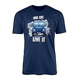 SMARTYPANTS Defender Farmers Blue Truck T-Shirt Top Tee - Rugged Off-Road 90 110 130 British Hybrid V8 4X4 Urban Rural Classic Automotive Evolution SUV Adventure Gift Present (Large, Navy)