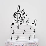 Acrylic Musical Notes Cake Topper Sets of 12 pcs Acrylic Musical Notes Cake Toppers Acrylic Musical Notes Cake Decorations (Black Mirror Acryl)