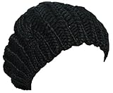 Boolavard Slouchy Knit Lady Winter Warm Knitted Crochet Slouch Baggy Beret Beanie Hat Cap (Black)
