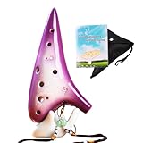 ZETONG Ceramic Ocarina 12 Hole Alto C Crackle Pattern Ocarina with Text Book and Protective Bag, Perfect for Beginners and Professional Performance (Purple)