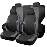Full Set Universal Car Seat Covers for Vauxhall Agila Antara Astra Astra GTC Corsa-e Grandland Grandland X Insignia Meriva Vectra Viva Zafira Zafira Tourer – Front and Rear Split Bench (Grey)