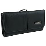 Lorenz Ladies Large Black Cowhide Leather Clasp Purse/Wallet