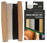 JKG® 2 SHOE POLISH BRUSHES - Shoe Cleaning Brushes | Brown Black Shoe Polish Buffing Brushes For Leather Shoes | Soft Brush Applicator & Buffing Stiff Hair Brush | Men Women Leather Scrub Boot Cleaner