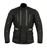 Texpeed Mens Black Motorcycle Motorbike Biker Waterproof Jacket With CE Armour (EN 1621-1) L