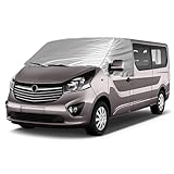 Opaltool External Thermal Windscreen Cover for Vauxhall Vivaro Renault Trafic Fiat Talento N-issan NV300 2014-2023, Foldable Thermal Windscreen Cover Silver Wrap Black Out Screen
